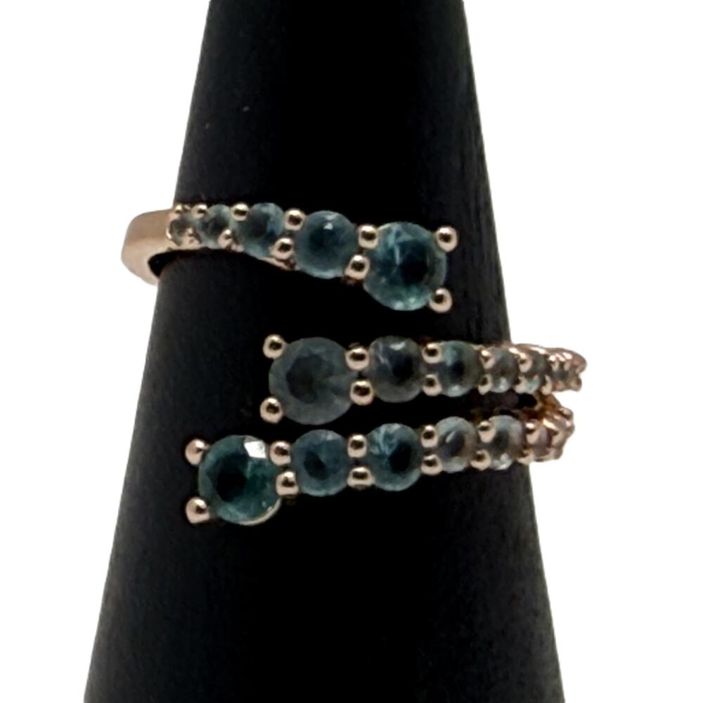 Bomb Party Size 7 Ring - Blue Stones - Rose Gold Tone